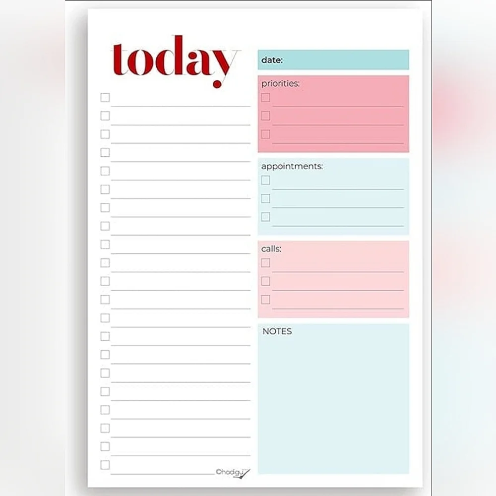 Daily Planner Notepad with Priority Sections